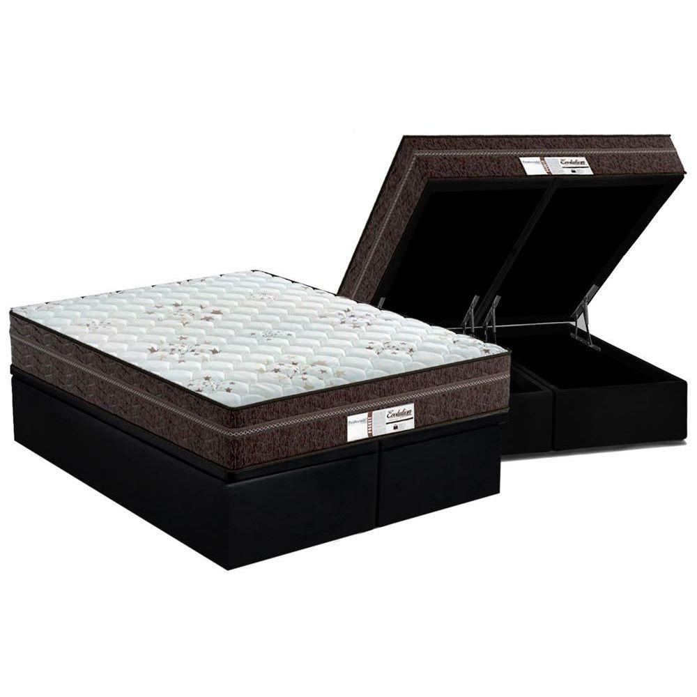 Cama Box Bau Queen Colchao Molas Masterpocket Ensacadas Probel Prodormir Evolution Base Crc Suede Black 158x198