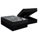 Cama Box Bau Queen Colchao Molas Ortobom Nanolastic Fort Tech Iso Base Crc Suede Black 158x198
