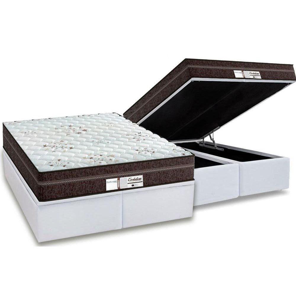 Cama Box Bau Queen Colchao Molas Probel Masterpocket Ensacadas Prodormir Evolution Base Crc Courano White 158x198