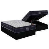 Cama Box Bau Queen Colchao Molas Ortobom Nanolastic Airtech Progressive Base Crc Suede Black 158x198