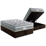 Cama Box Bau King Colchao Molas Masterpocket Ensacadas Probel Prodormir Evolution Base Crc Suede Brown 193x203