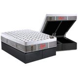 Cama Box Bau Queen Colchao Molas Castor Pocket Light Stress Oxygen New Plush Base Crc Suede Gray 158x198