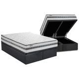 Cama Box Bau King Colchao Molas Herval Masterpocket Ensacadas Catana Base Crc Suede Gray 193x203