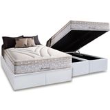 Cama Box Bau King Colchao Molas Herval Maxspring American Base Crc Courano White 193x203