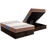 Cama Box Bau King Colchao Espuma Probel D28 Guarda Costas Double Face Base Crc Suede Brown 193x203