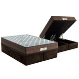 Cama Box Bau Queen Colchao Molas Ensacadas Probel Masterpocket Prodormir Pallace Base Crc Suede Brown 158x198