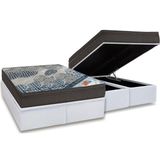 Cama Box Bau Queen Colchao Molas Ortobom Superpocket Fort Tech Iso Base Crc Courano White 158x198