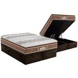 Cama Box Bau King Colchao Anatomico Probel D33 Ep Guarda Costas Prointense Plus Pillow Top Base Crc Suede Brown 193x203
