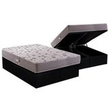 Cama Box Bau Queen Colchao Espuma D45 Herval Ag65 Black Double Face Base Crc Suede Black 158x198