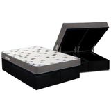 Cama Box Bau King Colchao Espuma Ortobom D33 Light Saude Base Crc Courano Black 186x198