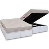 Cama Box Bau Queen Colchao Espuma Herval D45 Top Base Crc Courano White 158x198
