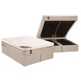 Cama Box Bau King Colchao Molas Bonnel Castor Premium Tecnopedic Base Crc Suede Clean 193x203