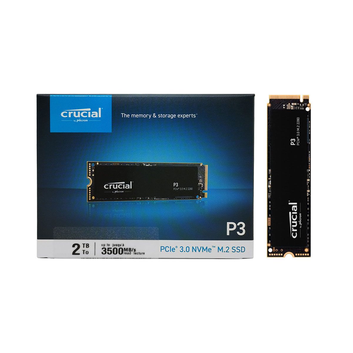 Ssd 2tb Crucial P3, M.2 2280, Nvme Pcie Gen 3 X4, Leitura 3500mb/s, Grav. 3000mb/s - Ct2000p3ssd8