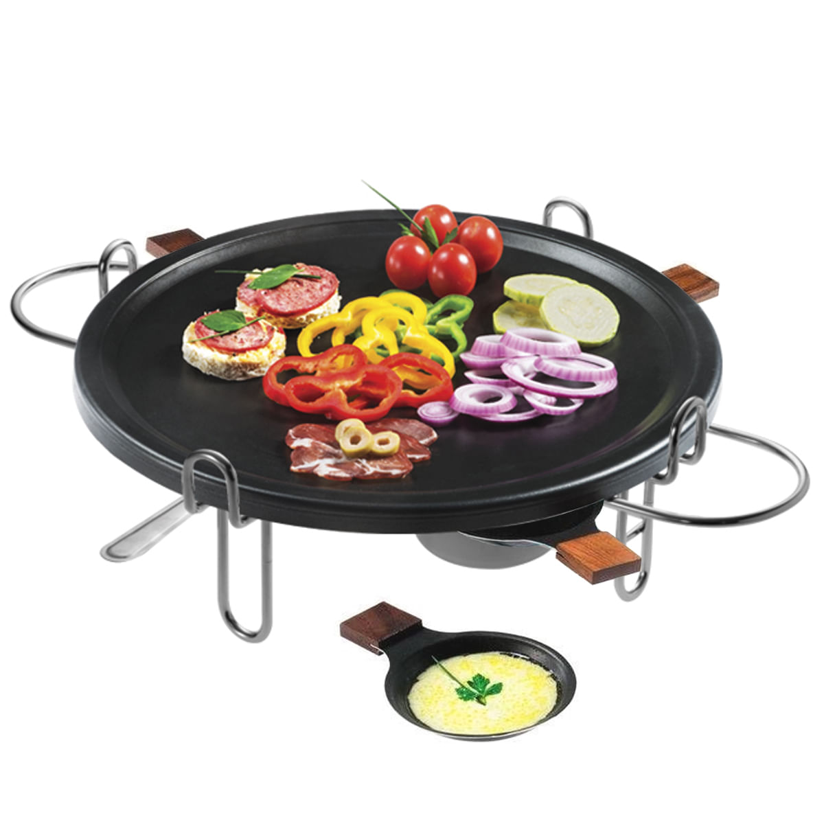 Raclette-grill Antiaderente 37cm Racleteira Fondue Réchaud 9 Peças