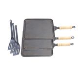 Kit 3 Bifeteiras Antiaderente Lisa 23x23cm E 3 Espátulas
