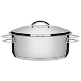 Caçarola Tramontina Solar Rasa 24 Cm 4,7 L Em Aço Inox Fundo Triplo Com Tampa E Alças 62503240