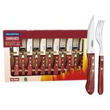 Jogo De Talheres Para Churrasco Jumbo Tramontina Em Inox Cabo Vermelho Polywood 12 Peças 21199796