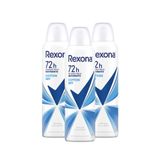 Kit Com 3 Desodorantes Antitranspirantes Aerosol Feminino Rexona Cotton Dry 72 Horas 150ml