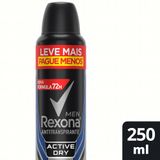 Desodorante Antitranspirante Aerosol Rexona Men Active Dry 72 Horas 250ml