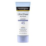 Loção De Protetor Solar De Toque Seco Neutrogena Ultra Pura, Proteção De Amplo Espectro Spf 45 Uva/uvb, Resistente À Água Leve, Não-c