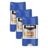 Kit 3 Desodorantes Gel Antitranspirante Gillette  Hydra Gel Vitamina E 82g
