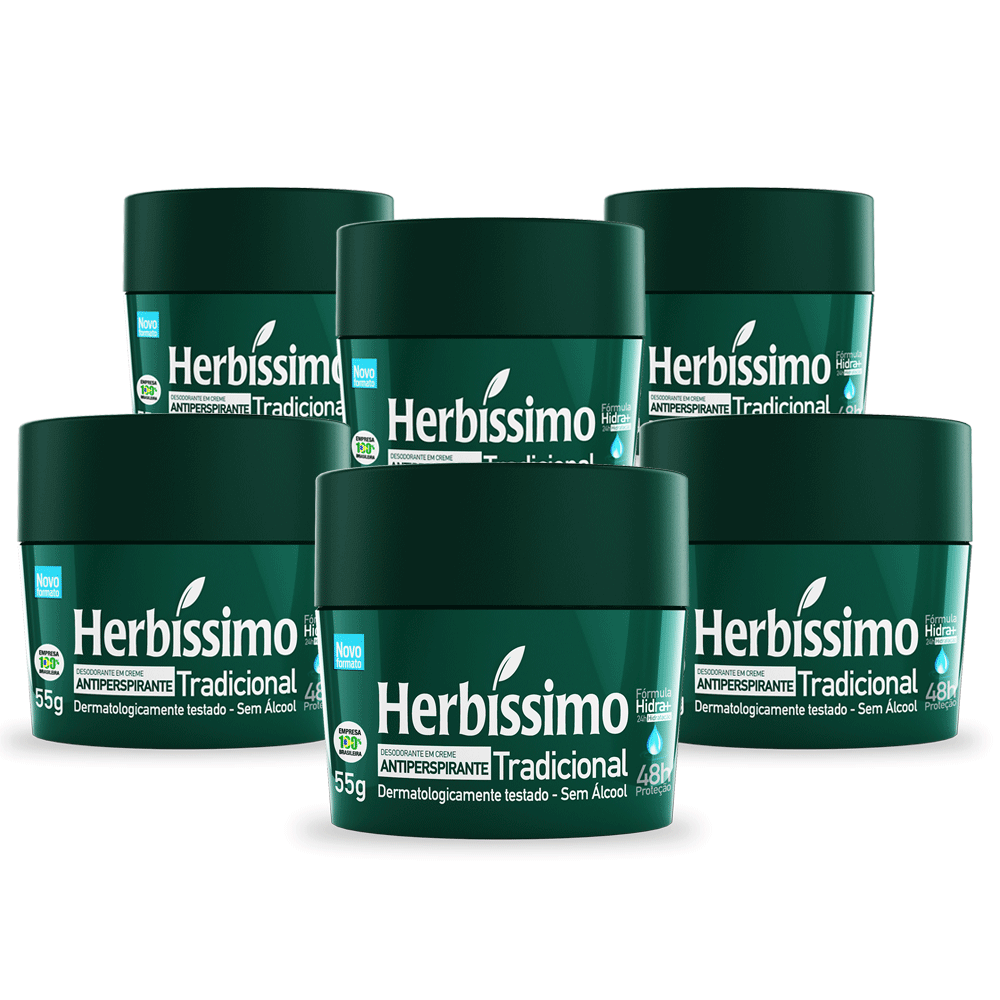 Kit Desodorante Creme Antitranspirante Tradicional Herbissimo 55g Com 6 Unidades é boa?
