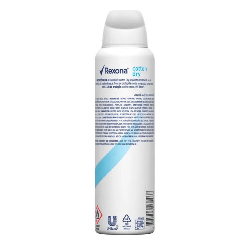 Desodorante Aerosol Rexona Cotton Dry Azul 150ml