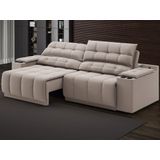 Sofá com Porta-Copos, Carregador USB, Retrátil, Reclinável Samurai 2m Velosuede Bege - Netsofas
