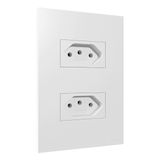 Tomada Dupla 10a 4x2 Recta Satin Branco Com Placa Blux