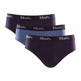 Kit 3 Slip Cueca Mash Masculino Algodão Elástico Conforto Azul Marinho Gg