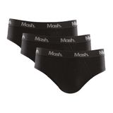 Kit 3 Slip Cueca Mash Masculino Algodão Elástico Conforto Preto G