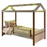 Cama Montessoriana LED Isa Branco e Mel com Colchão