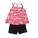 Conjunto Bebê Menina Kely Kety Blusa De Alça E Short Cotton