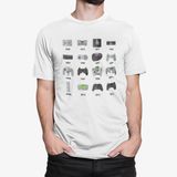 Camiseta ECF Masculina Controles de Video Game Manga Curta Branca Poliester