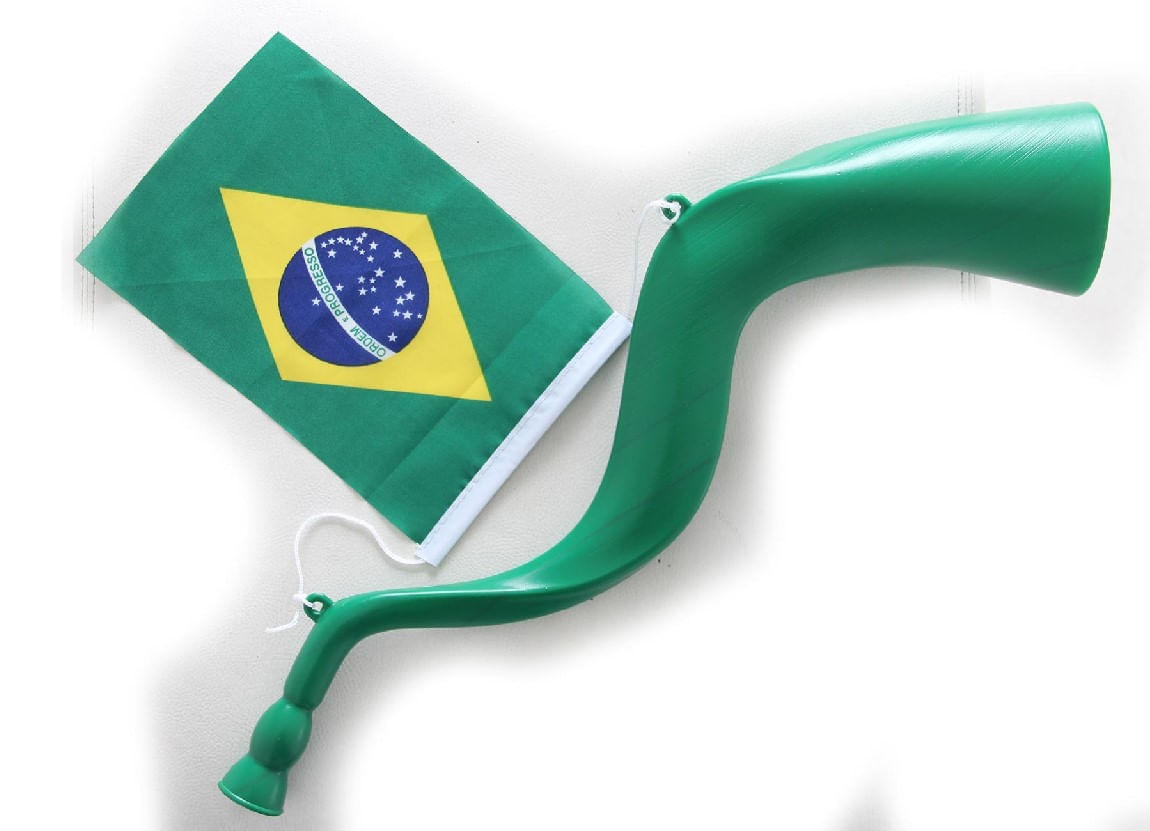 Corneta Com Bandeira Brasil Sortida - Copa Do Mundo - Verde / Amarelo
