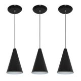 Kit Com 03 Luminarias - Pendente Colorido - Preto