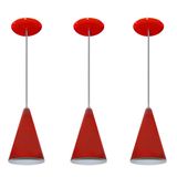 Kit Com 03 Luminarias - Pendente Colorido - Vermelho