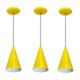 Kit Com 03 Luminarias - Pendente Colorido - Amarelo