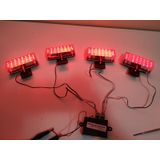 Kit Strobo Vermelho Com 4 Leds Com Central 9 Efeitos Pisca