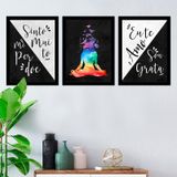 Kit 3 Quadros Decorativo 27X36 Ho'Oponopono Pintura Colorida