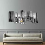 Quadro decorativo Violão Guitarra Músaica Mosaico 5 Peças