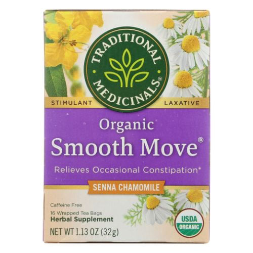 Chá Orgânico Smooth Move Senna Camomila 16 Sacos Da Traditional Medicinals (pacote Com 2)