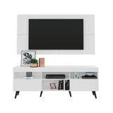 Rack Painel e Suporte P/TV 65 e Pés Retrô Flórida Multimóveis Branco/Preto