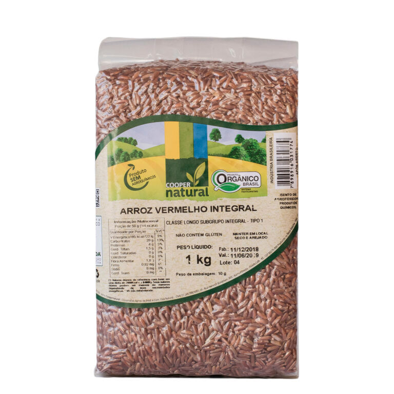 Arroz Vermelho Integral Orgânico Coopernatural 1kg