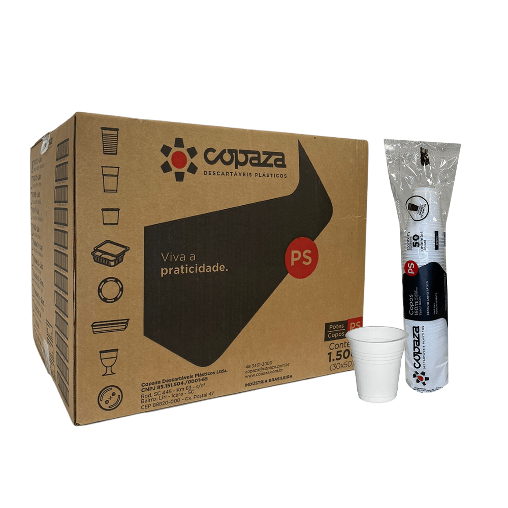 Copo De 160ml Branco Antiestático Ps Copaza Com 1.500 Unidades Para Máquinas De Café Copaza