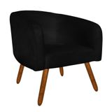 Poltrona Stella Suede Preto Pés Palito Castanho Drossi