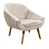 Poltrona Giovana Suede Pés Palito Castanho Drossi bege