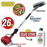 Mãozinha Profissional De Café Nakashi Com Motor Mitsubishi Tu26 26cc Á Gasolina E Braço De 110cm + 01 Óleo Castrol Stihl Lubrificante 2 Tempos