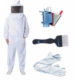 Kit Macacão Apicultor Brim G G Fumigador E Luvas Suécia