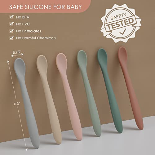 Colheres De Silicone De 6 Peças Para Alimentação Do Bebê, Primeiro Estágio Do Bebê Inf